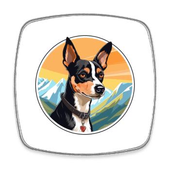 Ratterrier Hunderasse Karikatur Kawaii Aquarell - Viereckiger Kühlschrankmagnet - Weiß - Vorne