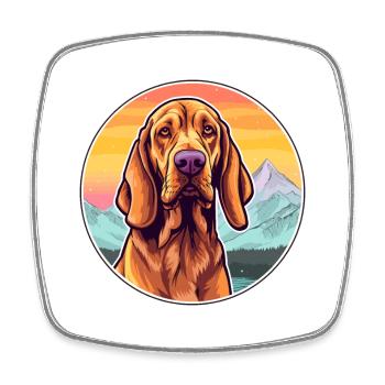 Redbone Coonhound Dog Breed Cartoon Kawaii Waterco - Square fridge magnet - white - Front