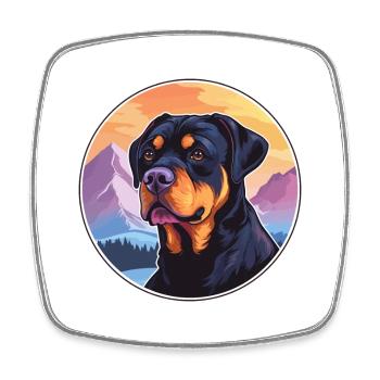 Rottweiler Hunderasse Cartoon Kawaii Aquarell - Viereckiger Kühlschrankmagnet - Weiß - Vorne