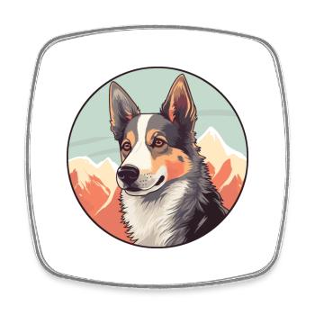 Russian European Laika Dog Breed Cartoon Kawaii Wa - Square fridge magnet - white - Front