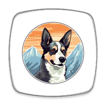 Russo European Laika Dog Breed Cartoon Kawaii Wate - Square fridge magnet - white - Front