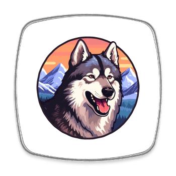 Saarloos Wolfhund Hunderasse Cartoon Kawaii Watercol - Viereckiger Kühlschrankmagnet - Weiß - Vorne