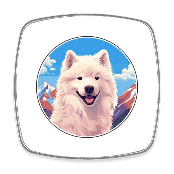 Samojede Hunderasse Cartoon Kawaii Aquarell - Viereckiger Kühlschrankmagnet - Weiß - Vorne