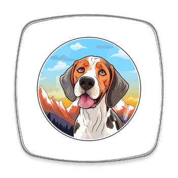 Serbischer Jagdhund Rasse Cartoon Kawaii Aquarell - Viereckiger Kühlschrankmagnet - Weiß - Vorne
