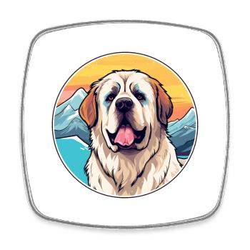 Dogue des Pyrénées race chien dessin animé Kawaii Watercol - Magnet carré - blanc - Devant