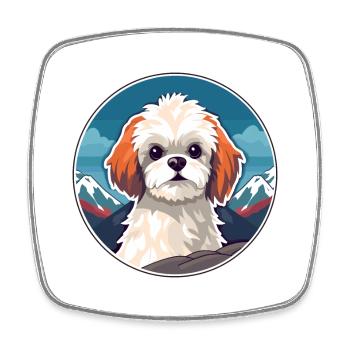 Russian Toy Dog Breed Cartoon Kawaii Watercolor - Square fridge magnet - white - Front
