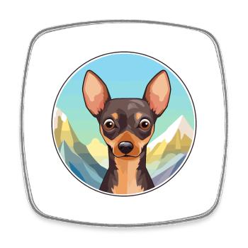 Russe Toy Terrier Chien Race Cartoon Kawaii Eau - Magnet carré - blanc - Devant