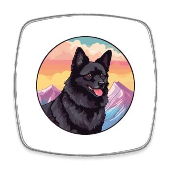 Schipperke Hunderasse Cartoon Kawaii Aquarell - Viereckiger Kühlschrankmagnet - Weiß - Vorne