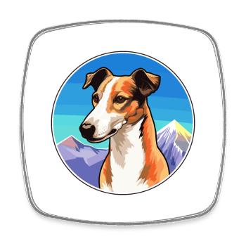Rampur lévrier chien race dessin animé kawaii watercol - Magnet carré - blanc - Devant