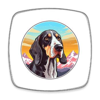Russian Harlequin Hound Dog Breed Cartoon Kawaii W - Square fridge magnet - white - Front