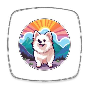 Pomeranian German Spitz Dog Breed Cartoon Kawaii W - Square fridge magnet - white - Front