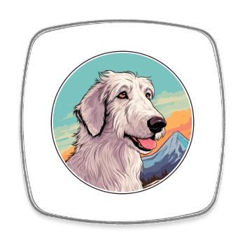 Russischer Wolfshund Hunderasse Karikatur Kawaii Waterco - Viereckiger Kühlschrankmagnet - Weiß - Vorne