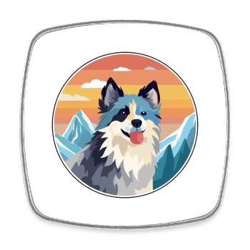Scandinavian Dog Breed Cartoon Kawaii Watercolor - Square fridge magnet - white - Front