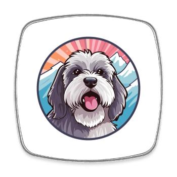 Schapendoes race chien dessin animé Kawaii aquarelle - Magnet carré - blanc - Devant
