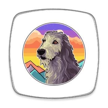 Lévrier écossais chien race dessin animé Kawaii Waterc - Magnet carré - blanc - Devant