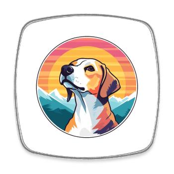 Stephens Cur chien race dessin animé Kawaii aquarelle - Magnet carré - blanc - Devant