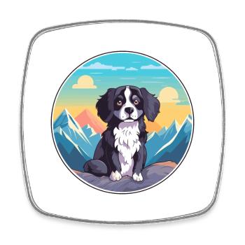 Strellufstover race de chien dessin animé Kawaii aquarelle - Magnet carré - blanc - Devant