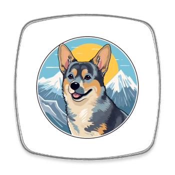 Swedish Vallhund Dog Breed Cartoon Kawaii Watercol - Square fridge magnet - white - Front