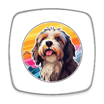 Tibet Terrier Hunderasse Karikatur Kawaii Watercolo - Viereckiger Kühlschrankmagnet - Weiß - Vorne