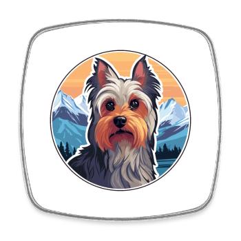 Silky Terrier chien race dessin animé Kawaii aquarelle - Magnet carré - blanc - Devant