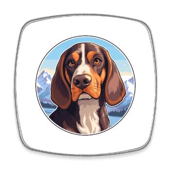 Southern Hound Dog Breed Cartoon Kawaii Watercolor - Square fridge magnet - white - Front