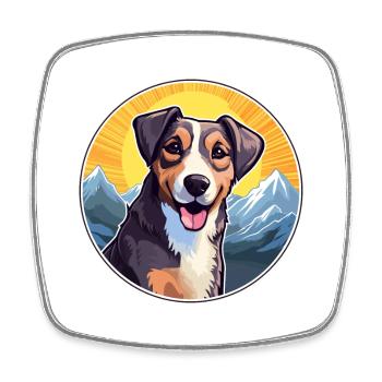 Schweizer Laufhund Hunderasse Cartoon Kawaii Aquarell - Viereckiger Kühlschrankmagnet - Weiß - Vorne