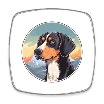 Serbischer dreifarbiger Jagdhund Rasse Cartoon Kawaii - Viereckiger Kühlschrankmagnet - Weiß - Vorne