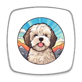 Shih Poo Hunderasse Cartoon Kawaii Aquarell - Viereckiger Kühlschrankmagnet - Weiß - Vorne