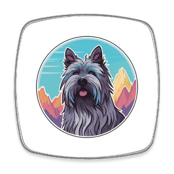 Skye Terrier chien race dessin animé Kawaii aquarelle - Magnet carré - blanc - Devant