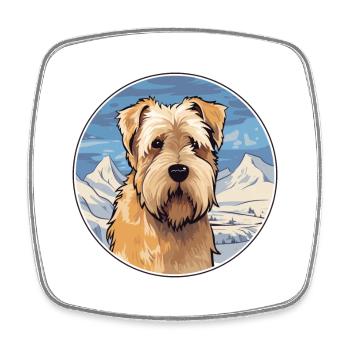 Wheaten Terrier à poil doux race de chien Cartoon Kawa - Magnet carré - blanc - Devant