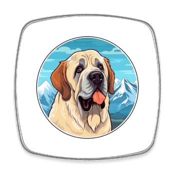 Spanish Mastiff Dog Breed Cartoon Kawaii Watercolo - Square fridge magnet - white - Front