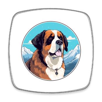 St Bernard Dog Breed Cartoon Kawaii Watercolor - Square fridge magnet - white - Front