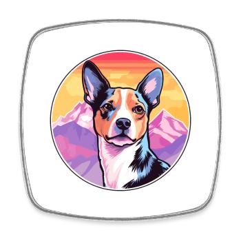 Teddy Roosevelt Terrier chien race dessin animé Kawaii W - Magnet carré - blanc - Devant