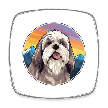 Tibetische Kyi Apso Hunderasse Karikatur Kawaii Watercol - Viereckiger Kühlschrankmagnet - Weiß - Vorne