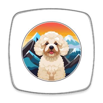 Spielzeugpudel Hunderasse Karikatur Kawaii Aquarell - Viereckiger Kühlschrankmagnet - Weiß - Vorne