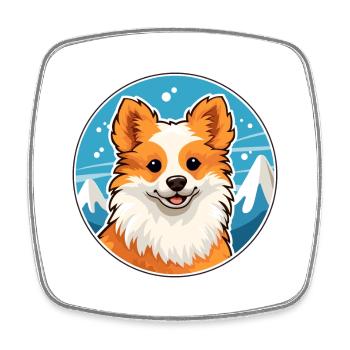 Jouet allemand Spitz chien race Cartoon Kawaii Watercol - Magnet carré - blanc - Devant