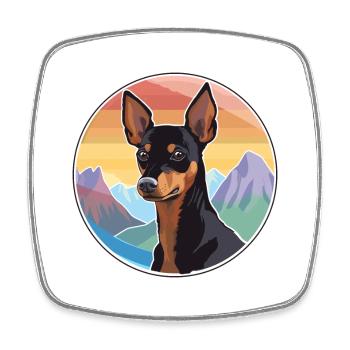 Toy Manchester Terrier Dog Breed Cartoon Kawaii Wa - Square fridge magnet - white - Front