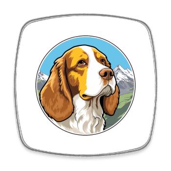 Welsh Springer Spaniel Dog Breed Cartoon Kawaii Wa - Square fridge magnet - white - Front