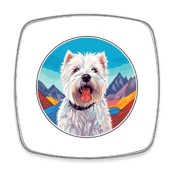 West Highland Terrier Dog Breed Cartoon Kawaii Wat - Square fridge magnet - white - Front