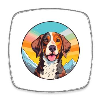 Tiroler Bracke Hunderasse Karikatur Kawaii Aquarell - Viereckiger Kühlschrankmagnet - Weiß - Vorne