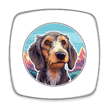 Wirehaired Dachshund Dog Breed Cartoon Kawaii Wate - Square fridge magnet - white - Front