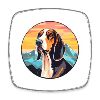 Treeing Walker Coonhound Dog Breed Cartoon Kawaii - Square fridge magnet - white - Front