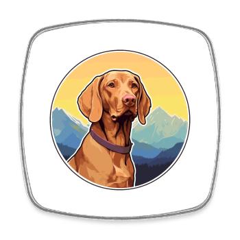 Vizsla Dog Breed Cartoon Kawaii Watercolor - Square fridge magnet - white - Front