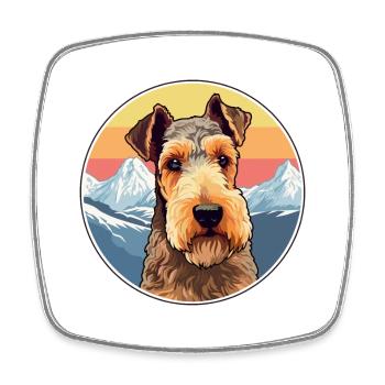 Welsh Terrier Dog Breed Cartoon Kawaii Watercolor - Square fridge magnet - white - Front