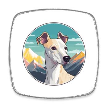 Whippet Dog Breed Cartoon Kawaii Watercolor - Square fridge magnet - white - Front
