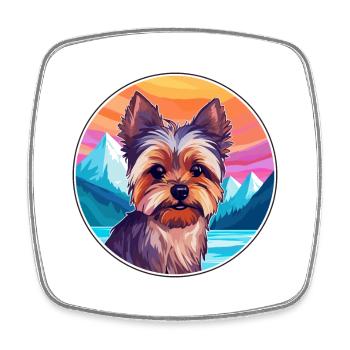 Yorkshire Terrier Dog Breed Cartoon Kawaii Waterco - Square fridge magnet - white - Front