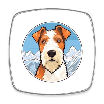 Fil Fox Terrier chien race Cartoon Kawaii Watercol - Magnet carré - blanc - Devant