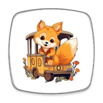 Fox Foxes Railroad Fox Rides Railroad - Magnet carré - blanc - Devant