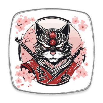 Demonic Kawaii Neko Samurai : cat samurai - Square fridge magnet - white - Front