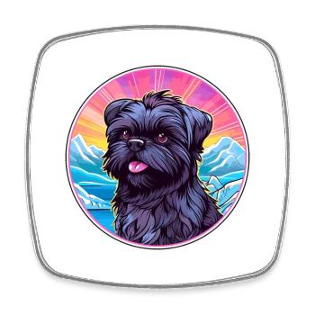 Affenpinscher Dog Breed Cartoon Kawaii Watercolor - Square fridge magnet - white - Front